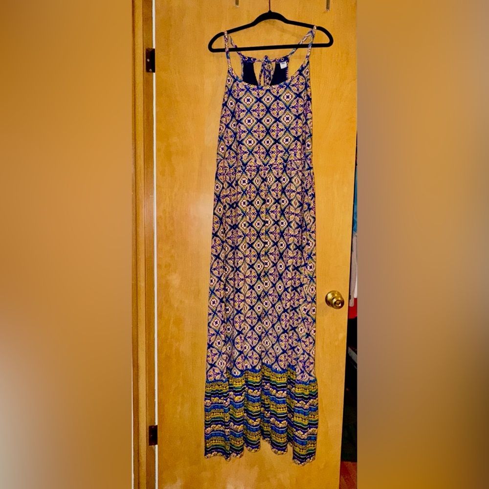 Old Navy Blue and Yellow Maxi Dress Casual A-line NWOT